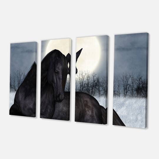Designart - Black Horse in Moonlight